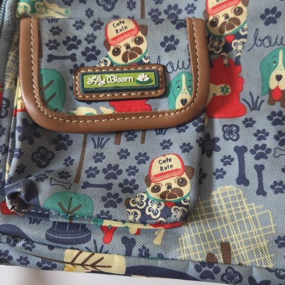 Lily Bloom Women's Who Let The Dogs Out Crossbody Shoulder Purse Bag Blue Small - Picture 2 of 5